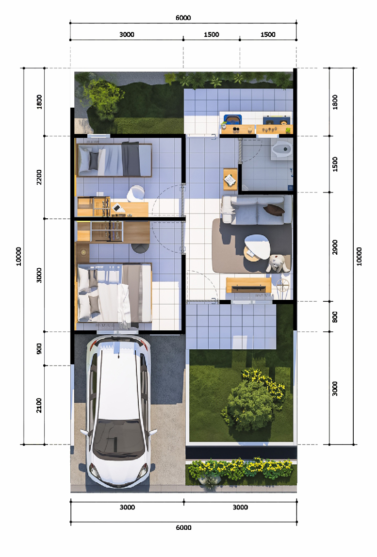 Denah Arsitektur Tipe 30/60